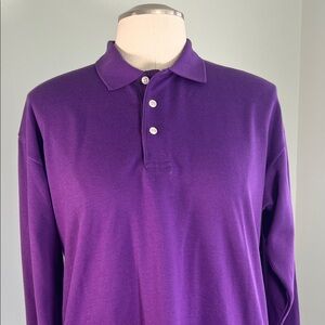 Steeplechase Purple Long Sleeve Polo Shirt collegiate preppy varsity apparel L